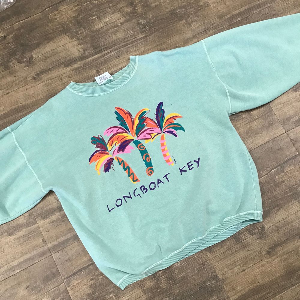 Vintage Longboat Key Sweatshirt I Can‎ Too Size Medium Palm Trees USA Made (172)